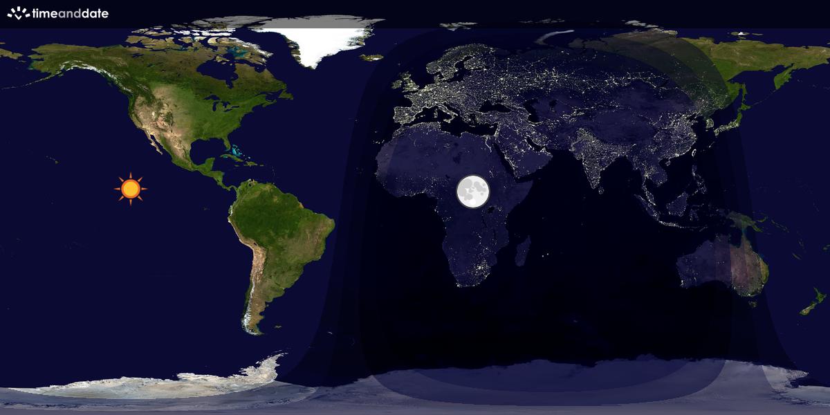 Verdenskart som viser dag og natt 