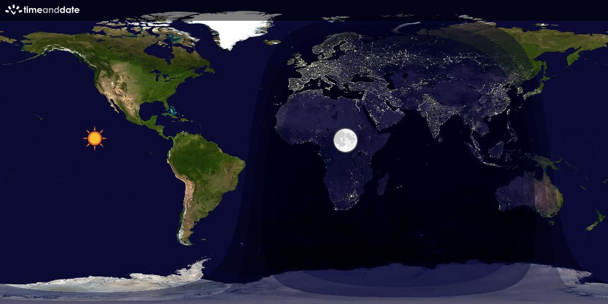 Verdenskart som viser dag og natt 