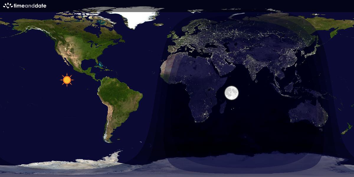 Verdenskart som viser dag og natt 