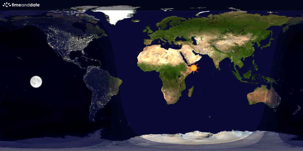Verdenskart som viser dag og natt 