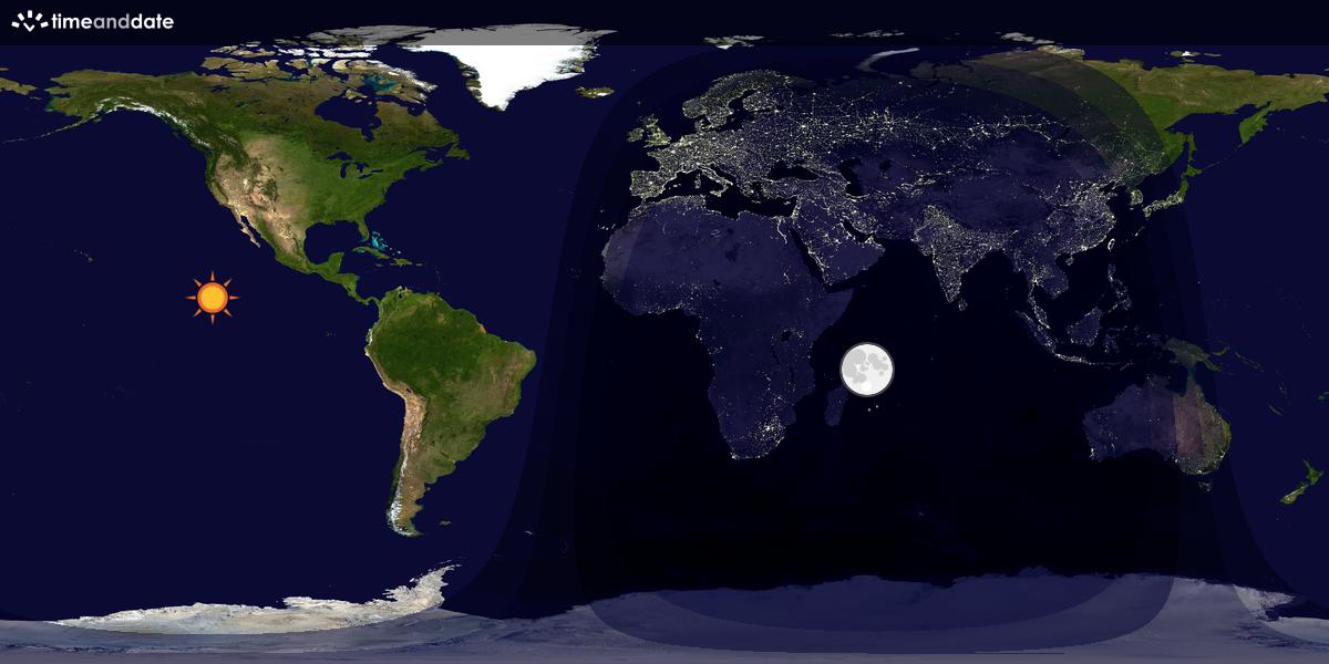 Verdenskart som viser dag og natt 
