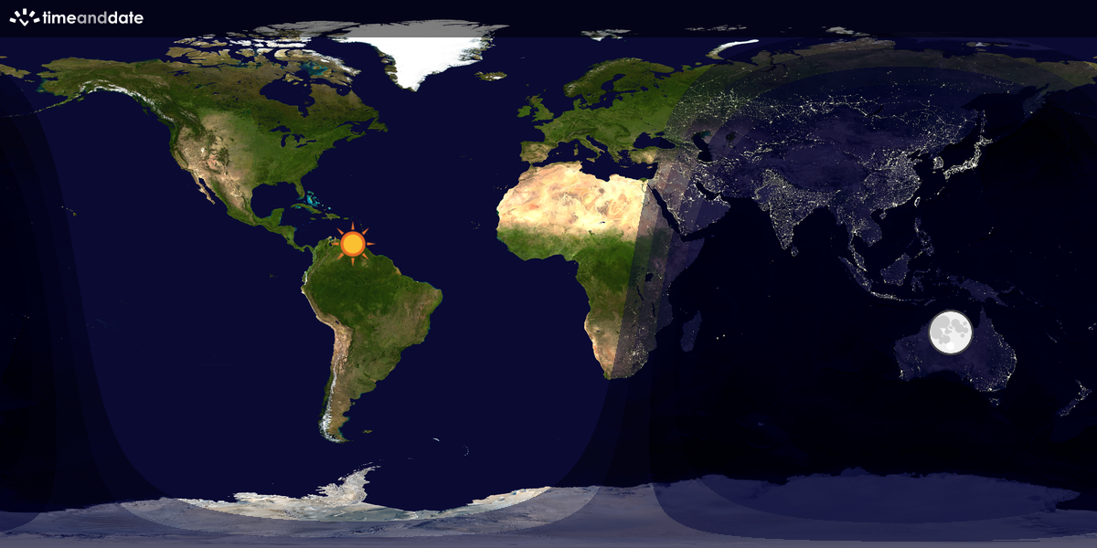 Verdenskart som viser dag og natt 