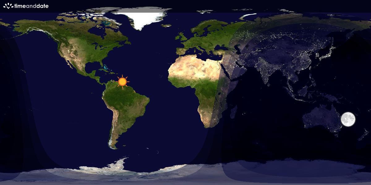 Verdenskart som viser dag og natt 