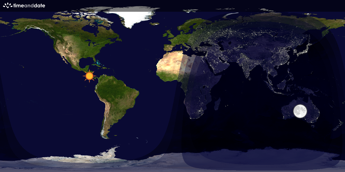 Verdenskart som viser dag og natt 