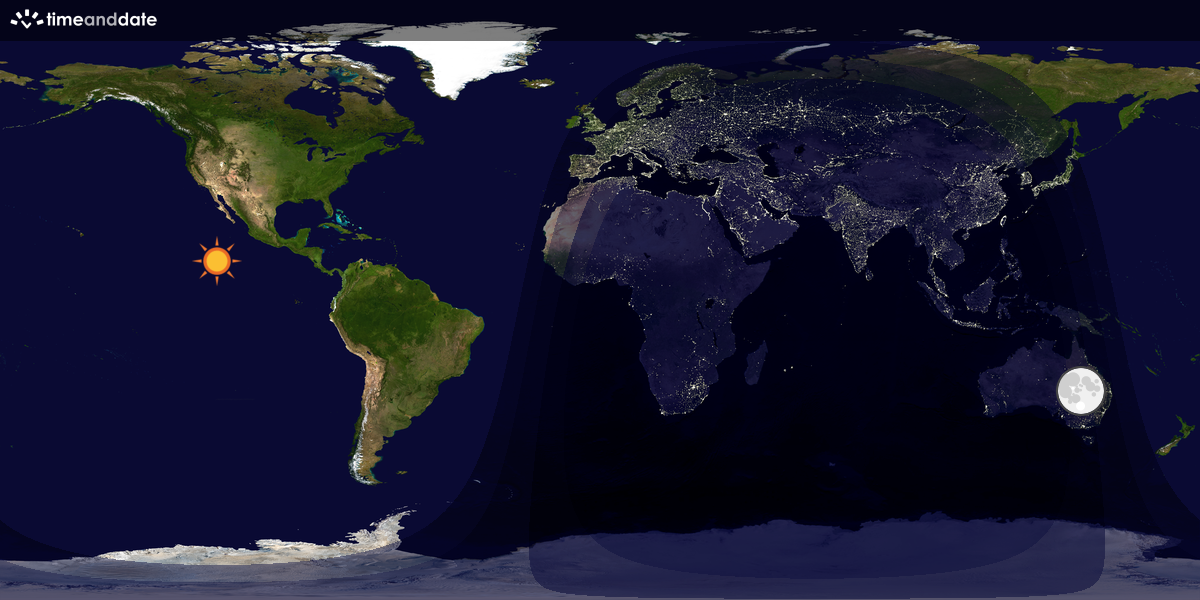 Verdenskart som viser dag og natt 