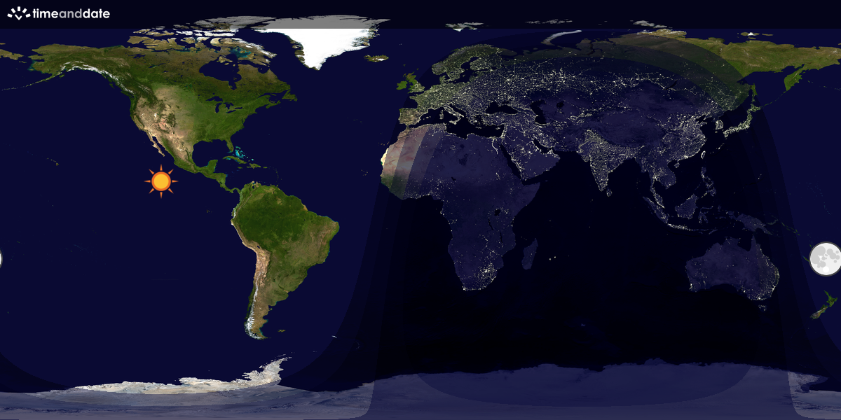 Verdenskart som viser dag og natt 