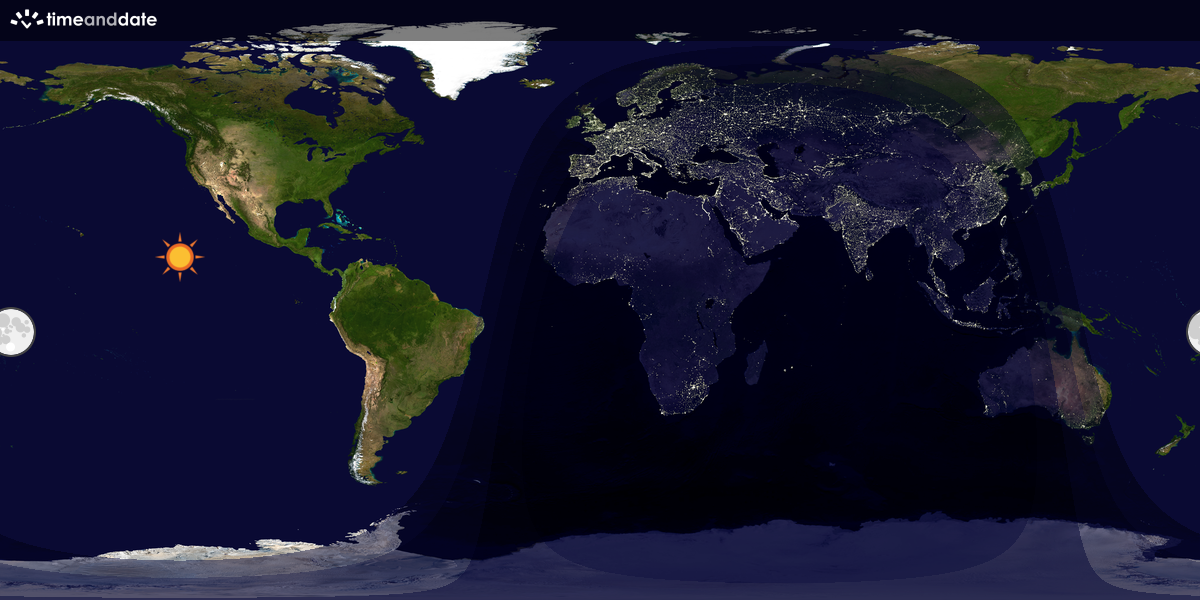 Verdenskart som viser dag og natt 