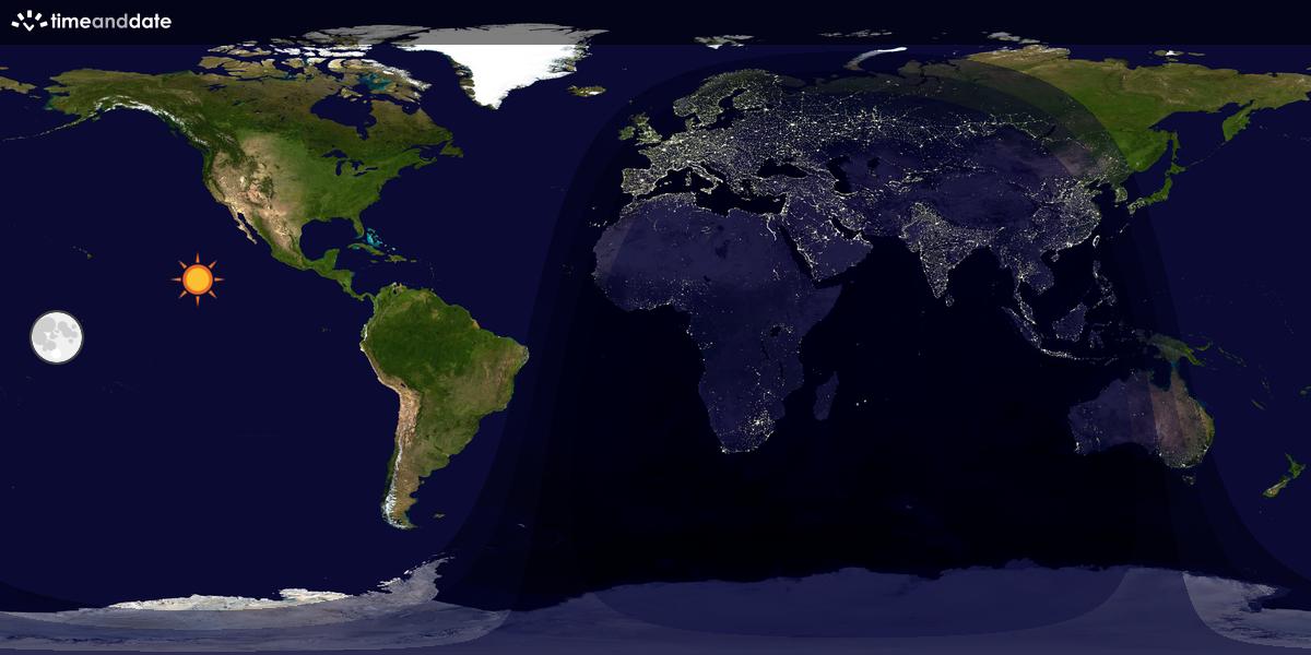 Verdenskart som viser dag og natt 