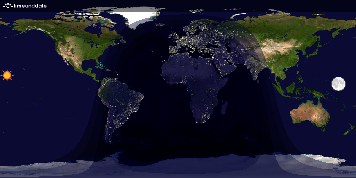 Verdenskart som viser dag og natt 