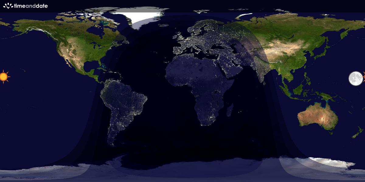 Verdenskart som viser dag og natt 