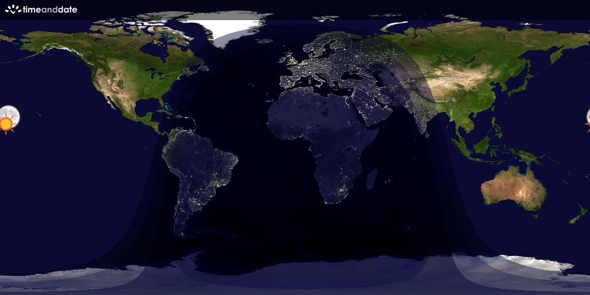 Verdenskart som viser dag og natt 