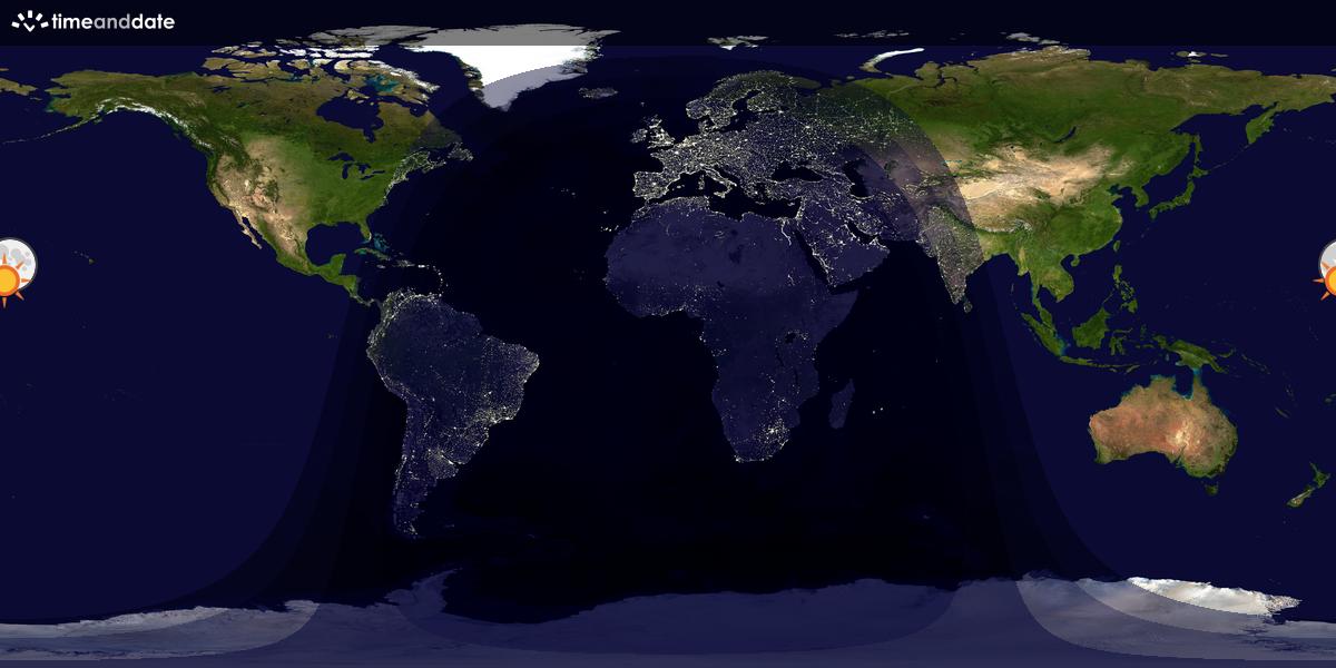 Verdenskart som viser dag og natt 