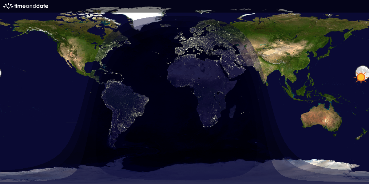 Verdenskart som viser dag og natt 