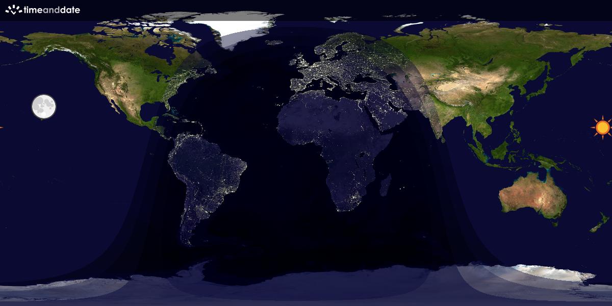 Verdenskart som viser dag og natt 