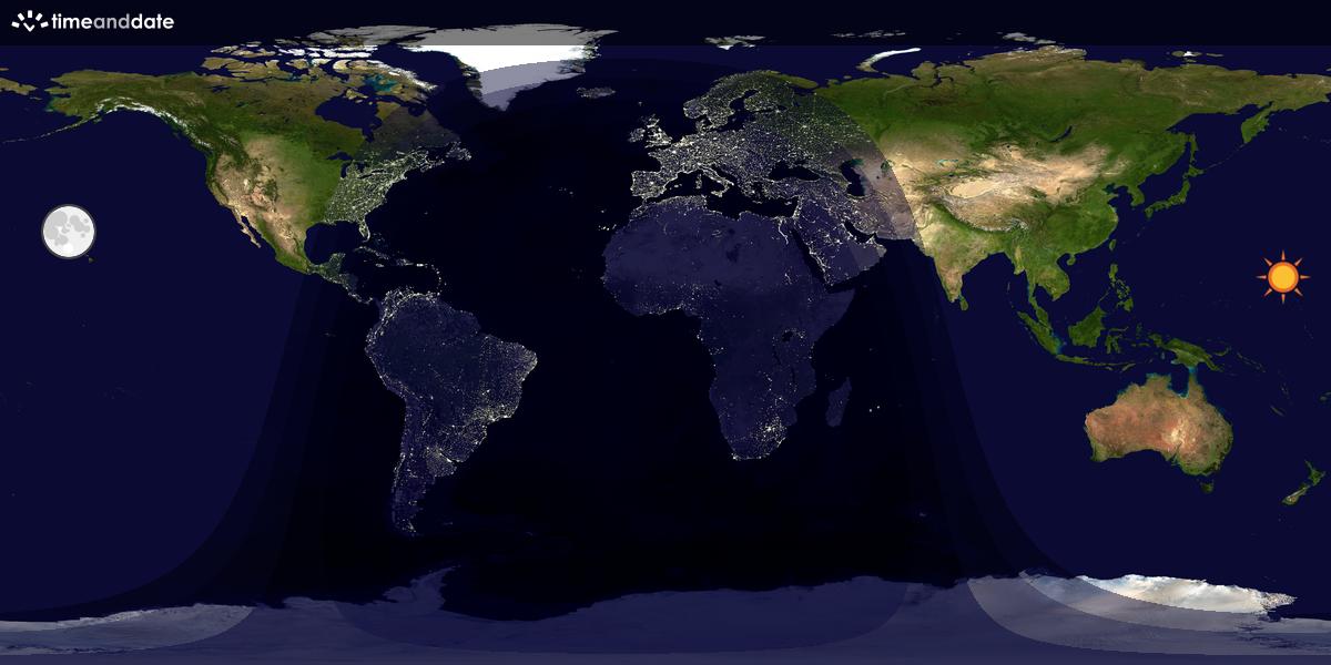 Verdenskart som viser dag og natt 