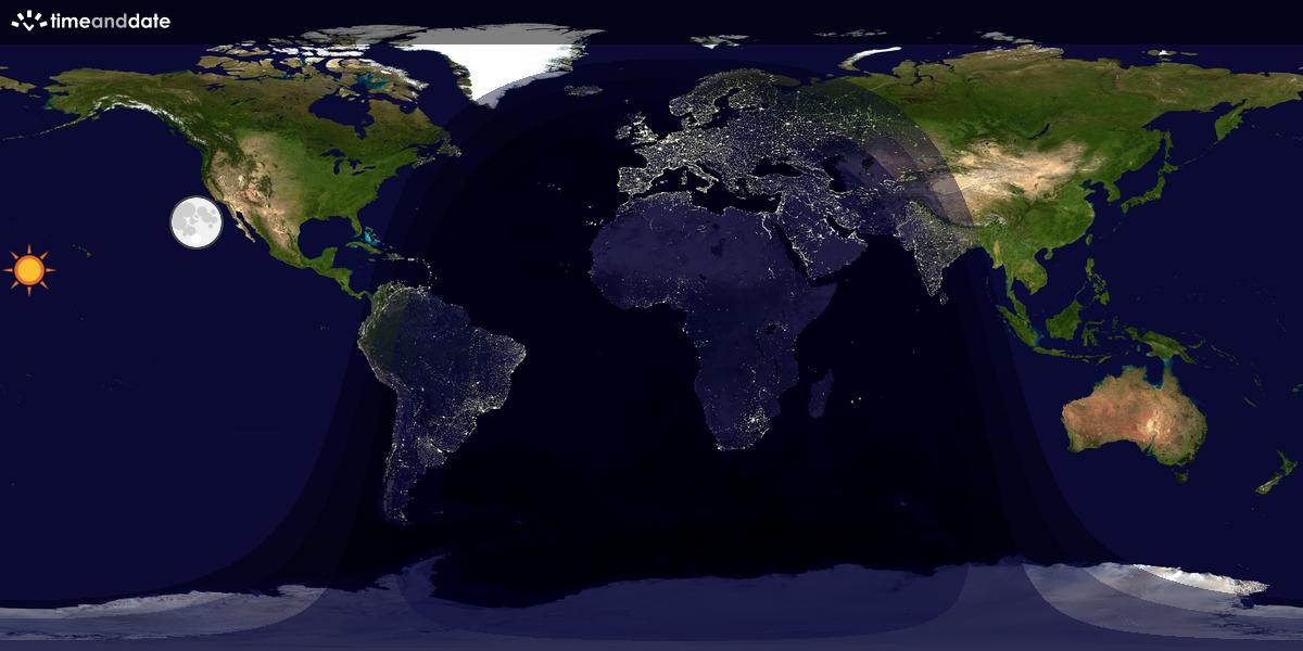 Verdenskart som viser dag og natt 