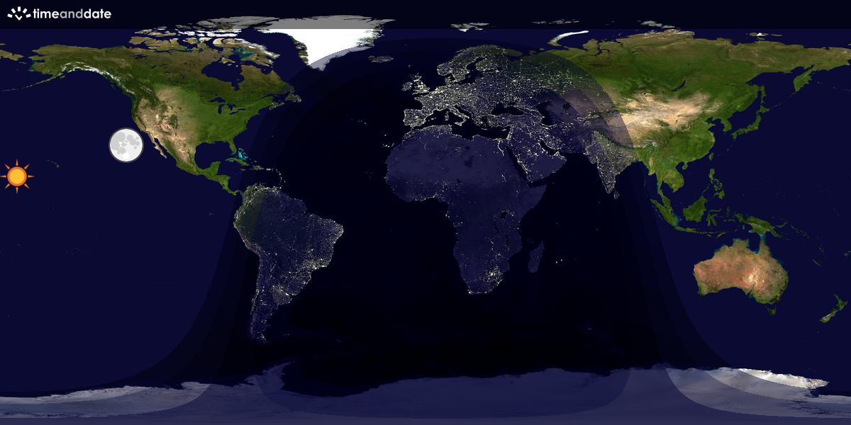 Verdenskart som viser dag og natt 