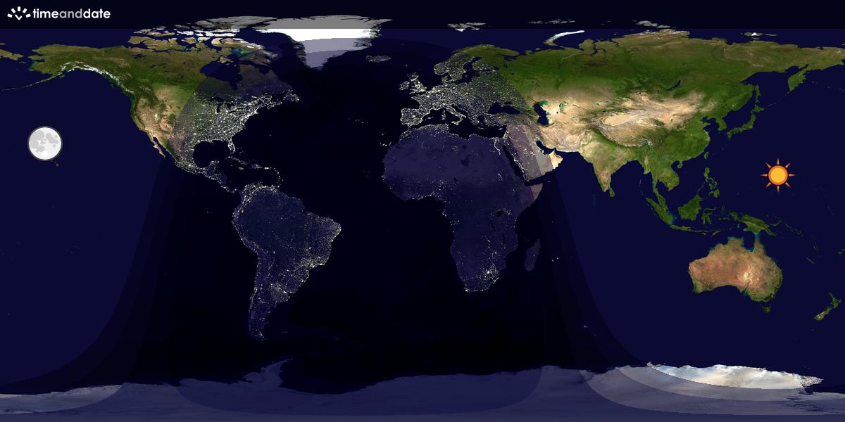 Verdenskart som viser dag og natt 