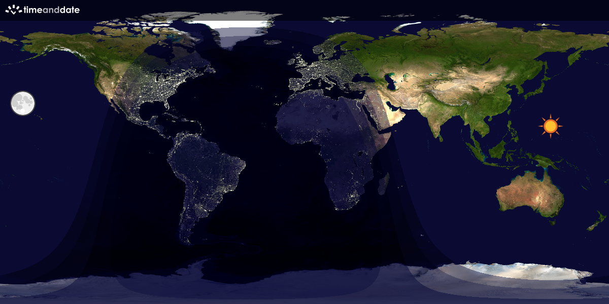 Verdenskart som viser dag og natt 
