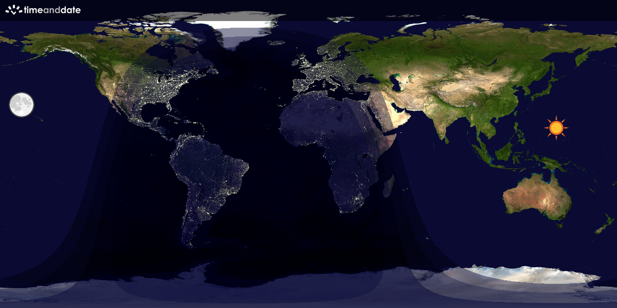 Verdenskart som viser dag og natt 