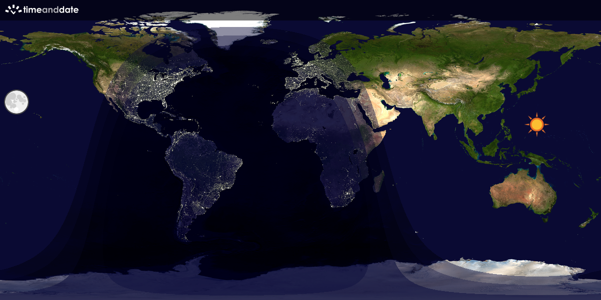 Verdenskart som viser dag og natt 