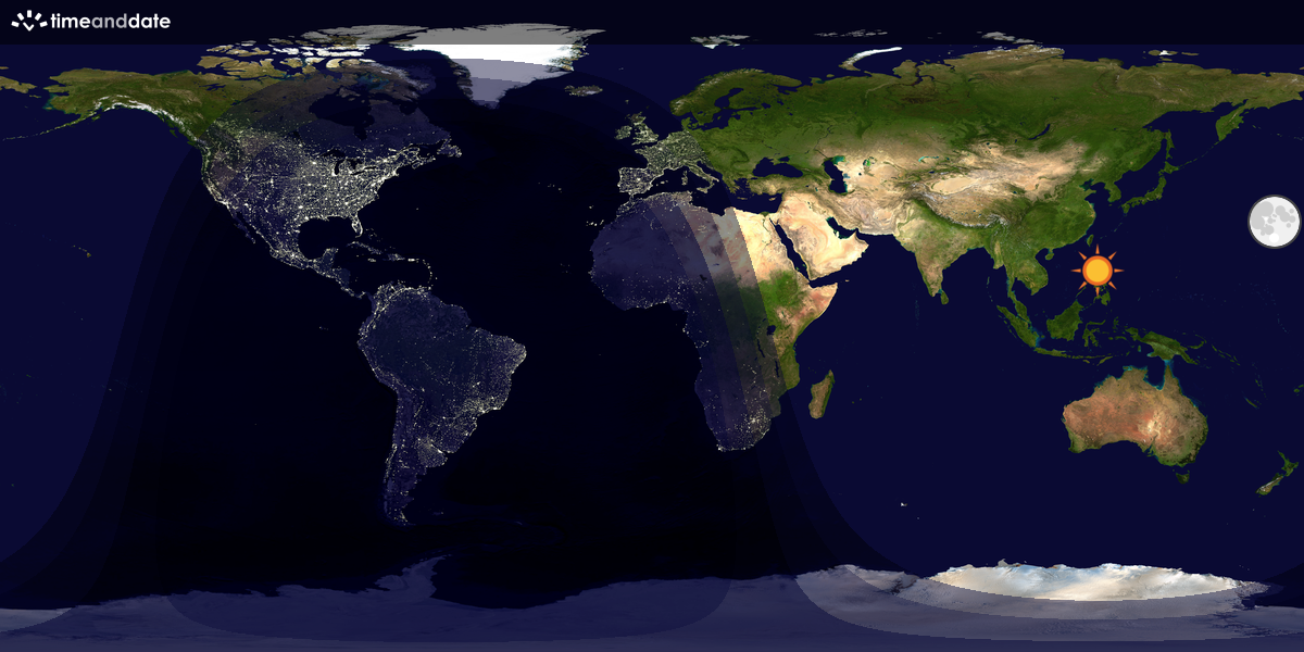Verdenskart som viser dag og natt 
