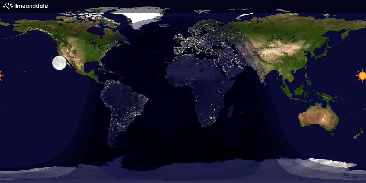 Verdenskart som viser dag og natt 