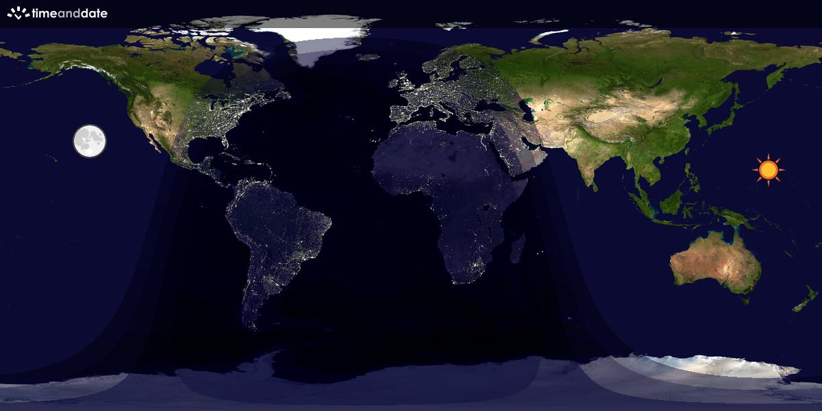 Verdenskart som viser dag og natt 