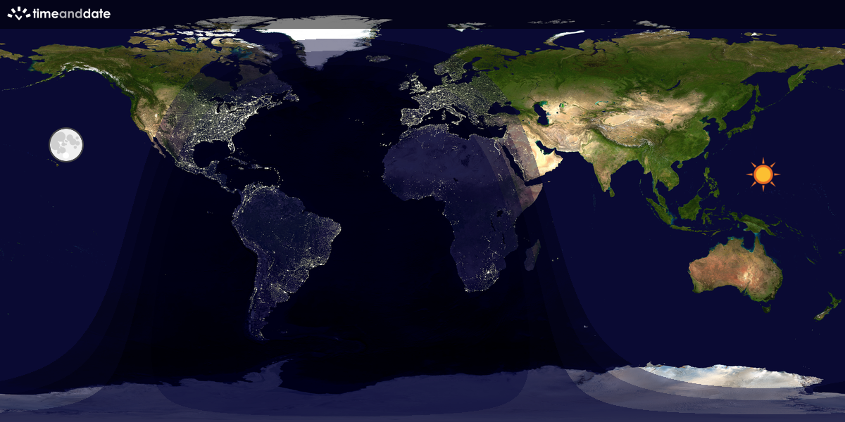 Verdenskart som viser dag og natt 