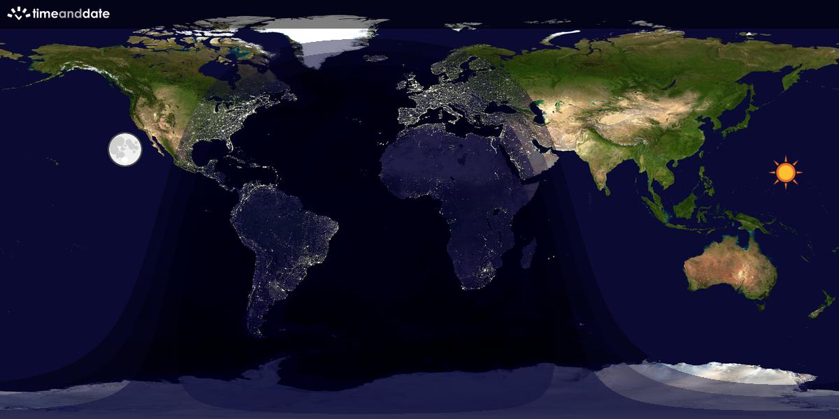 Verdenskart som viser dag og natt 