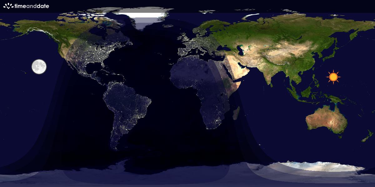 Verdenskart som viser dag og natt 