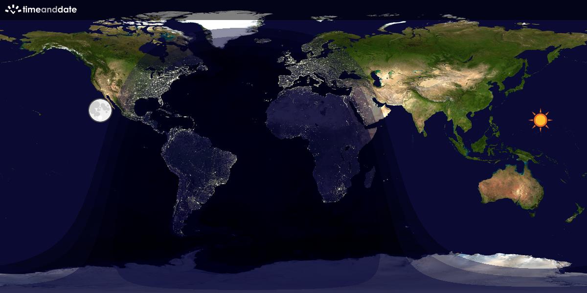 Verdenskart som viser dag og natt 