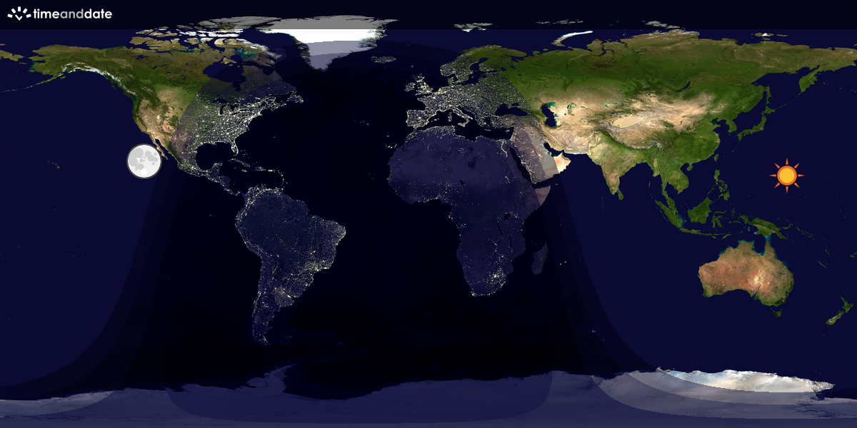 Verdenskart som viser dag og natt 