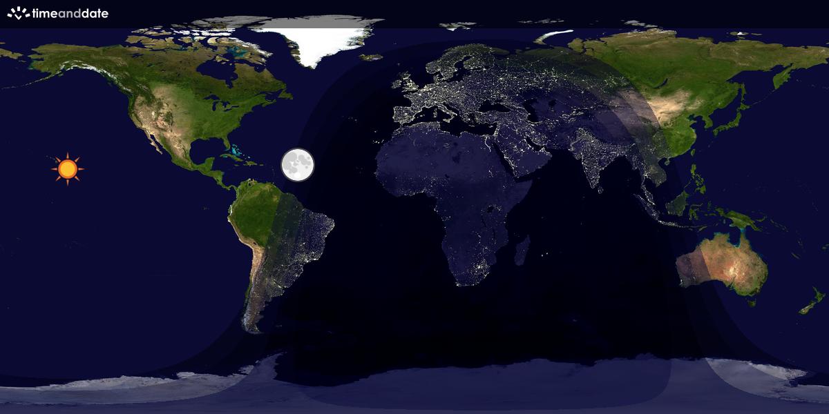 Verdenskart som viser dag og natt 