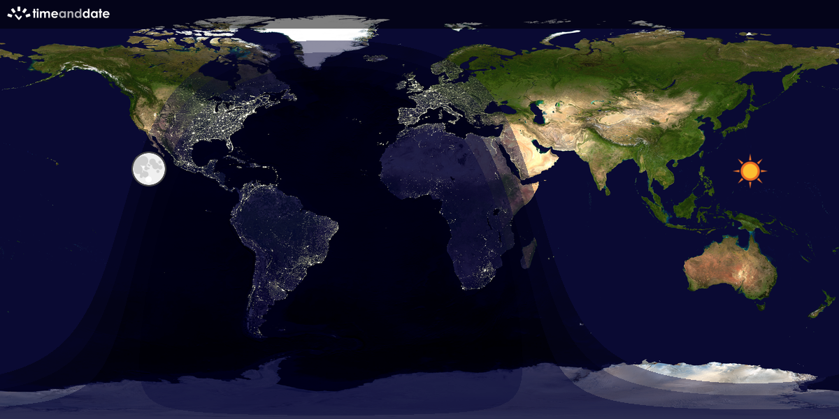 Verdenskart som viser dag og natt 