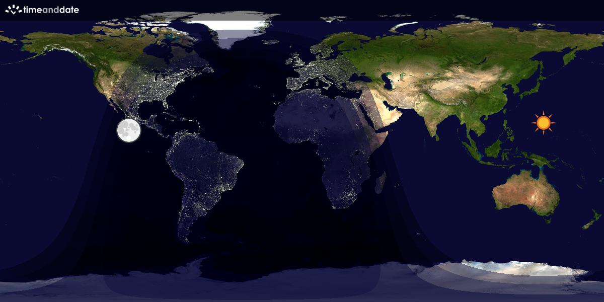 Verdenskart som viser dag og natt 