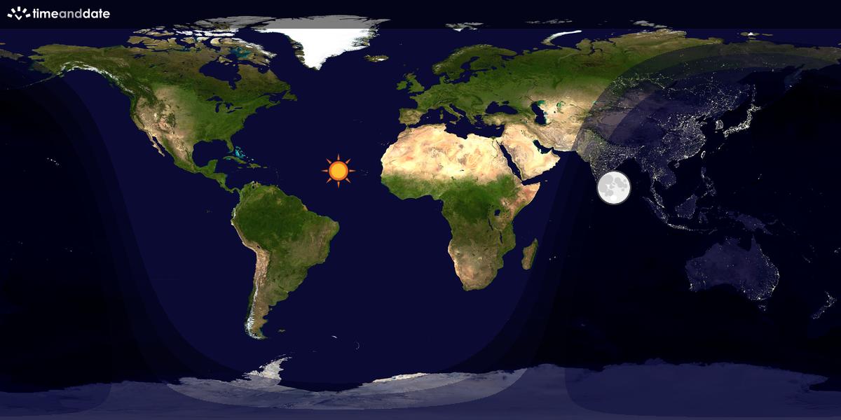 Verdenskart som viser dag og natt 
