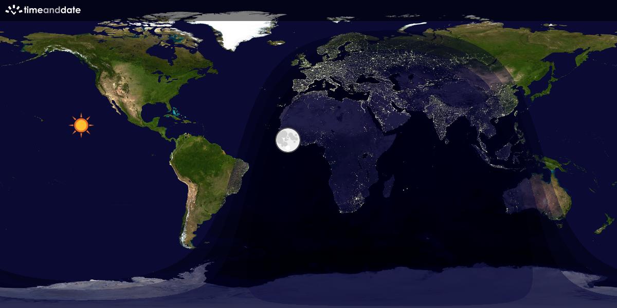 Verdenskart som viser dag og natt 