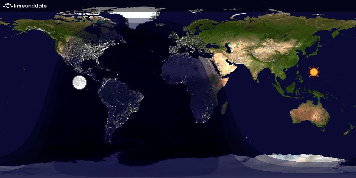 Verdenskart som viser dag og natt 