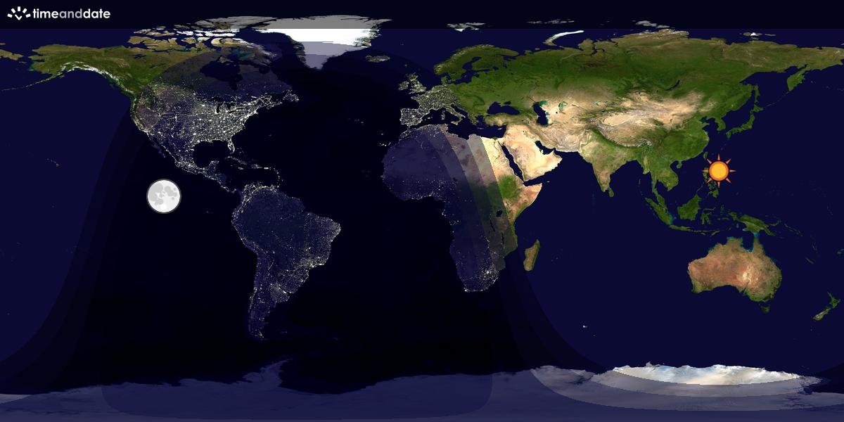 Verdenskart som viser dag og natt 
