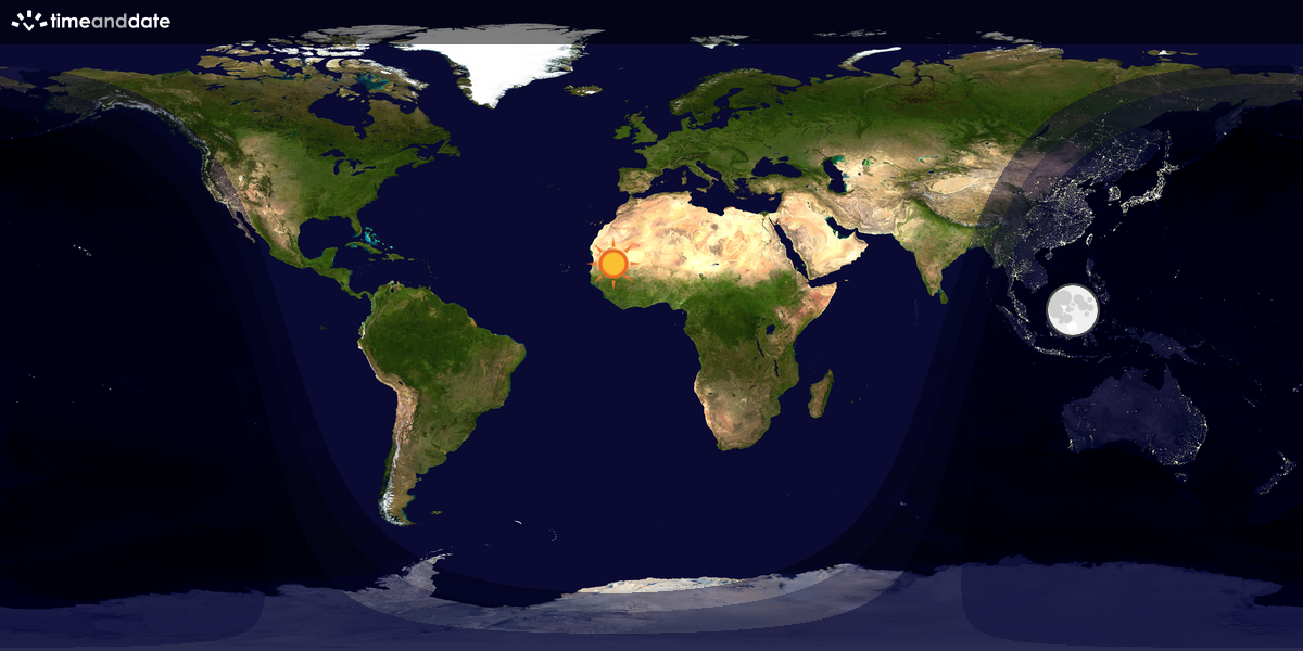Verdenskart som viser dag og natt 