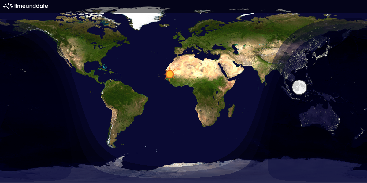 Verdenskart som viser dag og natt 