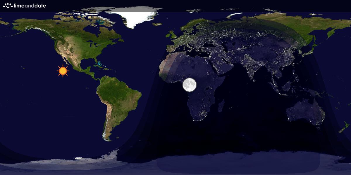 Verdenskart som viser dag og natt 