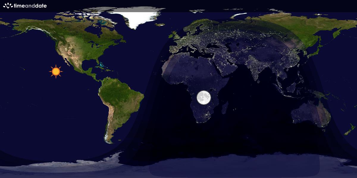 Verdenskart som viser dag og natt 