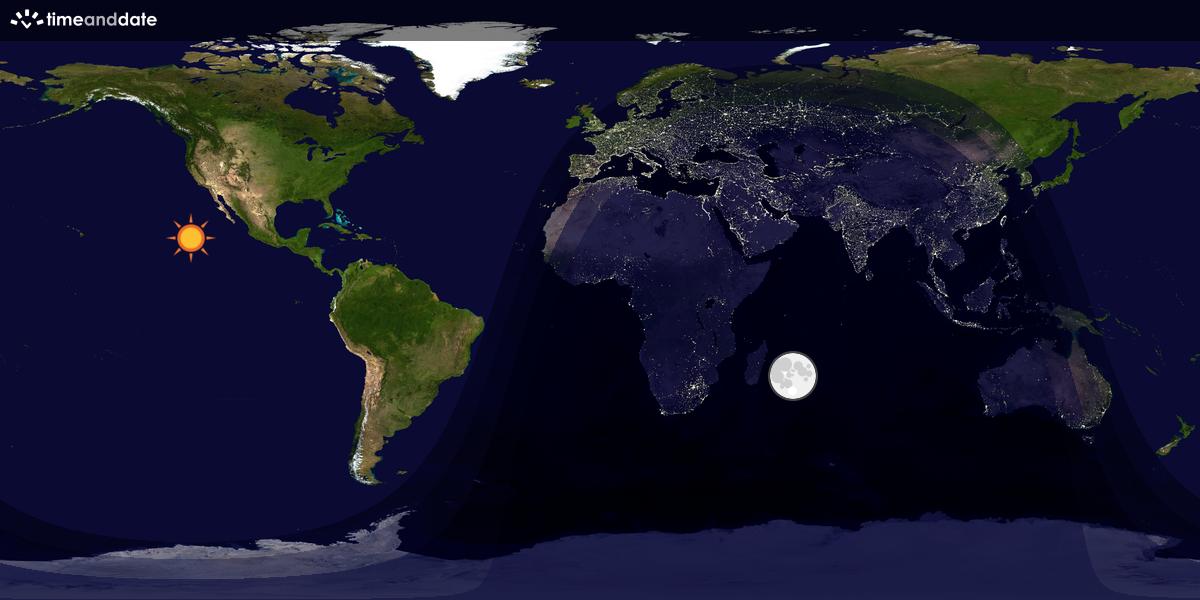 Verdenskart som viser dag og natt 