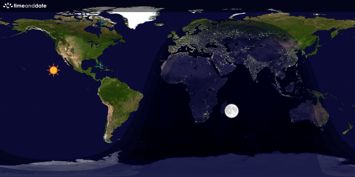 Verdenskart som viser dag og natt 