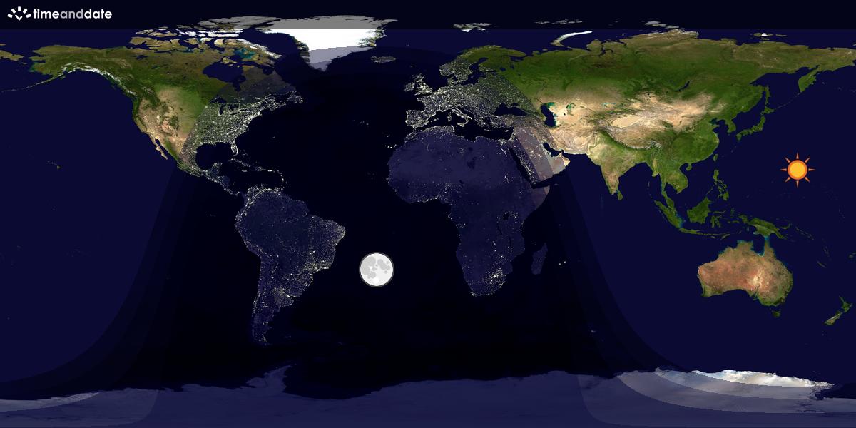 Verdenskart som viser dag og natt 