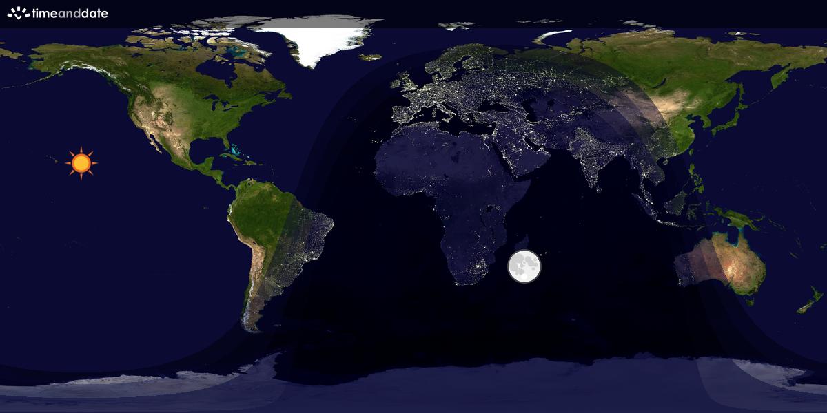 Verdenskart som viser dag og natt 
