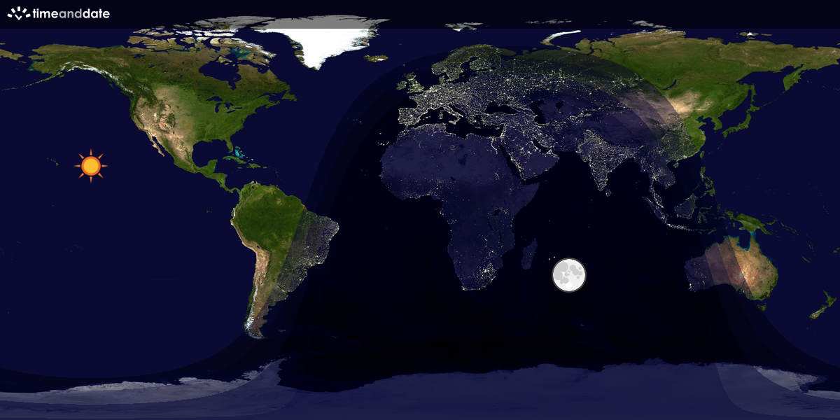 Verdenskart som viser dag og natt 