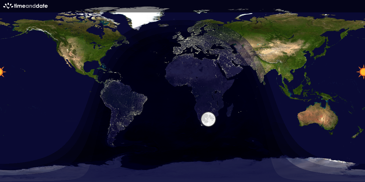 Verdenskart som viser dag og natt 